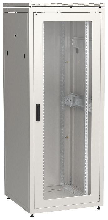 Шкаф напольный 19, 42U ITK LN35-42U88-GM LINEA N 800х800мм стеклянная передняя дверь задняя металлическая, серый