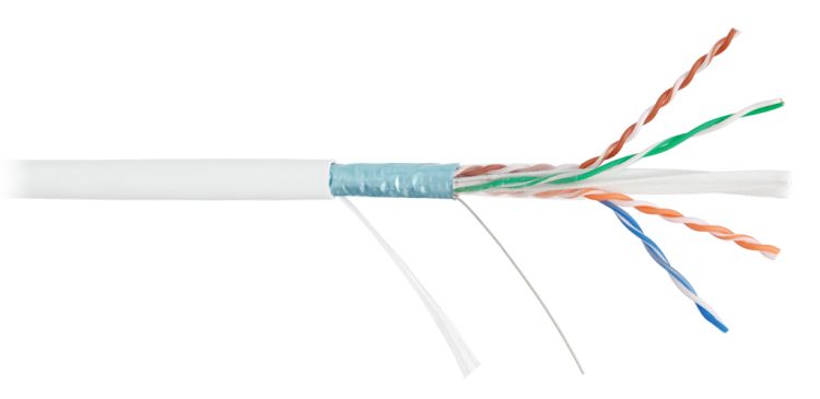 Кабель витая пара F/UTP 6 кат. 4 пары NIKOMAX NMC 4240C-WT 23AWG(0.55 мм), медь, одножильный (solid), внутренний, полимерный материал, нг(A)-HF, белый