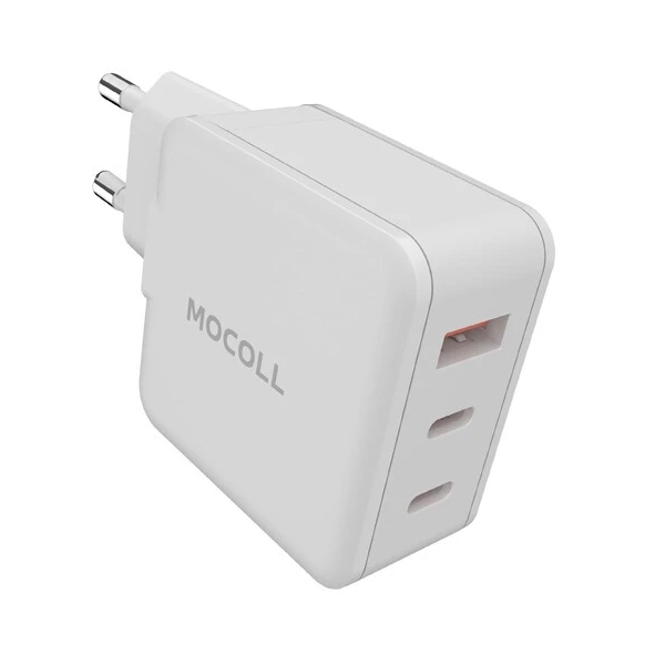 Зарядное устройство сетевое MOCOLL RUI III Series 65WW 65W, 2*USB-C, USB-A, белый