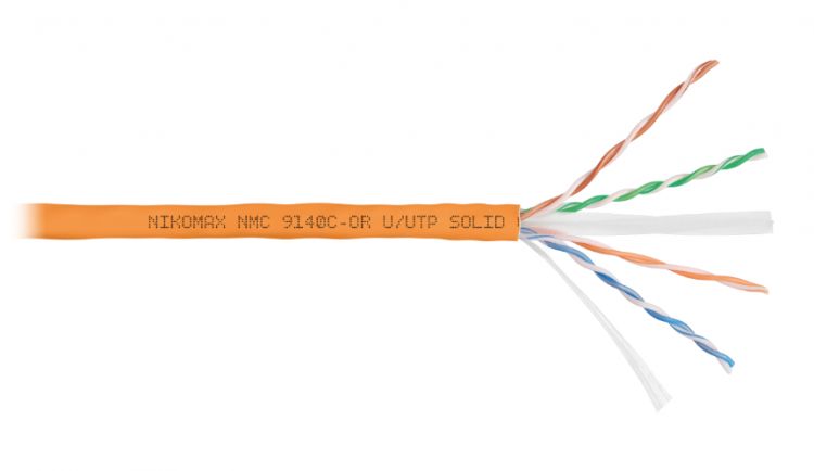 Кабель витая пара U/UTP 6 кат. 4 пары NIKOMAX NMC 9140L-IY 23AWG(0.57 мм), медь, одножильный (solid), внутренний, полимерный материал, нг(A)-LSLTx, се