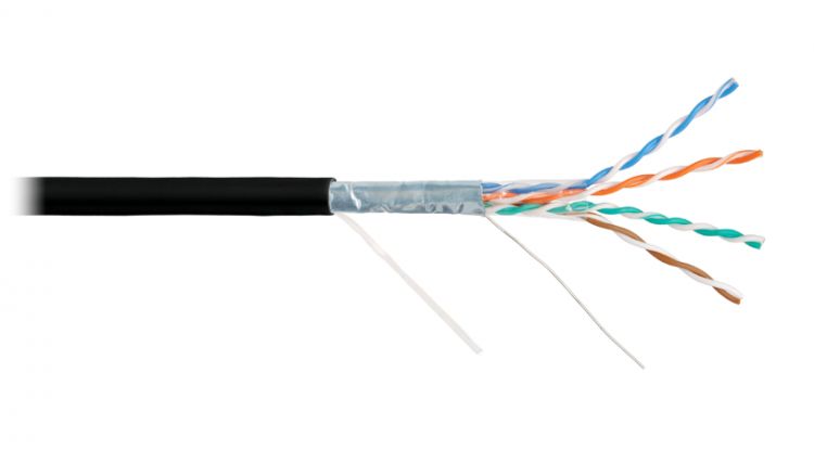  Кабель витая пара F/UTP 5e кат. 4 пары NIKOMAX NMC 4200C-BK 24AWG(0.51 мм), медь, одножильный (solid), внутренний, полимерный материал, нг(A)-HF, чёрн