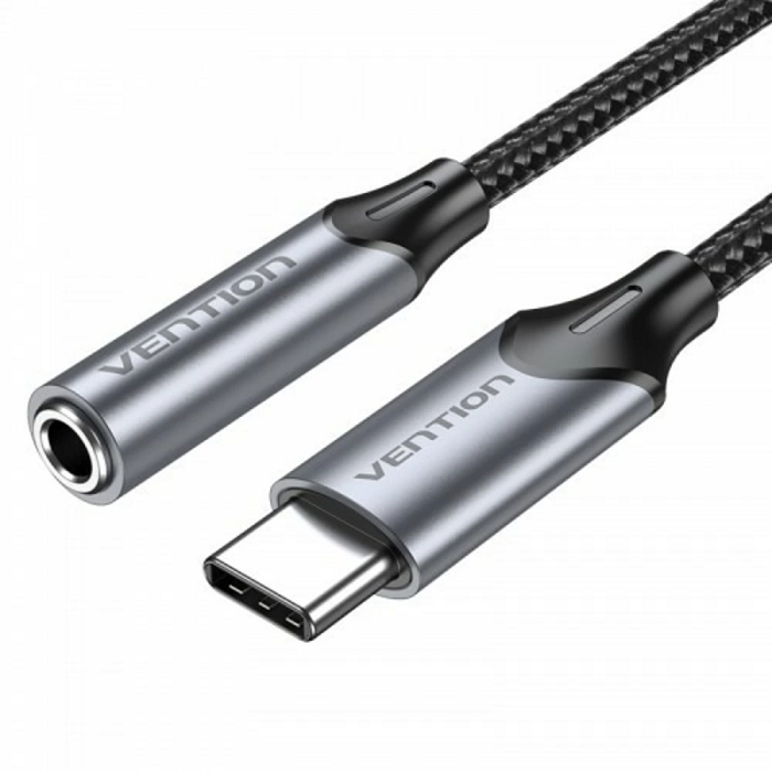 Переходник Vention BGMHF USB-C M/ Jack 3.5 mm F DAC - 1м Серый