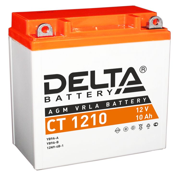 Аккумулятор Delta CT 1210 12В, 10Ач, 137х77х138мм, battery replacement YB9A-A, YB9-B