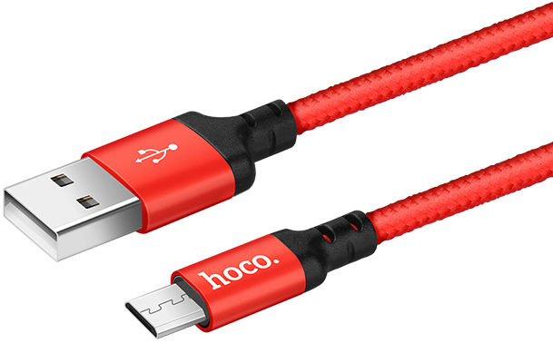 Кабель интерфейсный Hoco X14 USB/Lightning, черно-красный, 2 метра