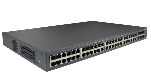 Коммутатор BDCom S3900-48T6X Коммутатор 48 GE TX ports, 6 10GE/GE SFP+ ports; 2 power slots with 1 hot-swap AC220V power supply; the cooling fan, 1U