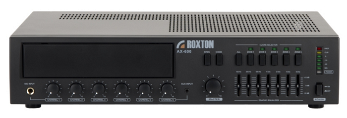 Усилитель Roxton AX-600 600 Вт, 3 микр.+ 3 унив. входа, 5 зон, работа с RM-05