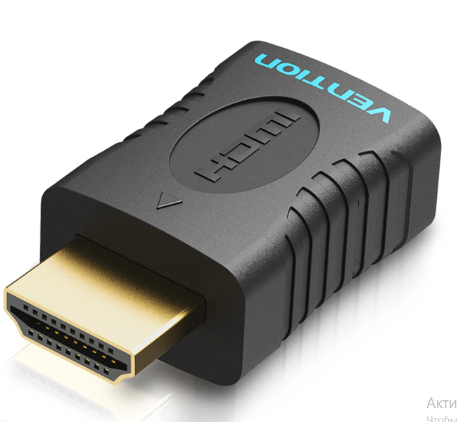 Адаптер Vention HDMI v2.0 19M/19F AIAB0 до 18 Гб/сек, 24К позолоченные, ПВХ