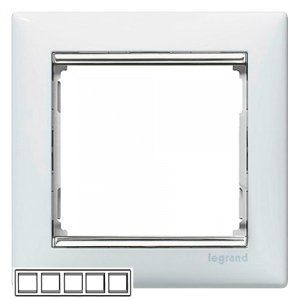 Рамка Legrand 770495 Valena CLASSIC - 5 постов, горизонтальный монтаж, белая/серебряный штрих