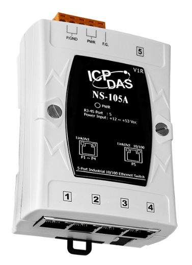 Коммутатор ICP DAS NS-105A CR Unmanaged 5-port Industrial Ethernet Switch with Power Input +12 VDC ~ +53 VDC (RoHS)