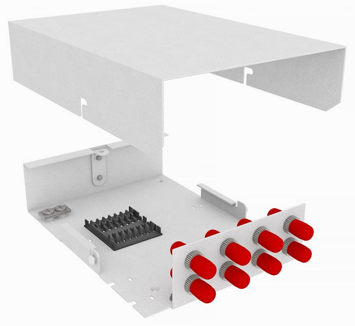 Кросс оптический настенный TopLAN КРНМ-Top-08ST/U-OS2-GY 8 ST/UPC адаптера, одномодовый, укомплектованный