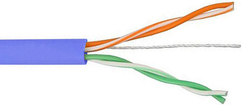 Кабель витая пара U/UTP 5e кат. 2 пары 5bites US5505-305A2-BL UTP / SOLID / 24AWG / 2PAIRS / CCA / PVC / BLUE/ 305M