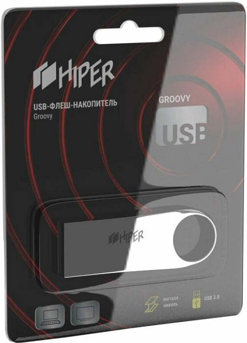 Накопитель USB 3.0 64GB HIPER Groovy Z64 HI-USB364GBU279S серебристый