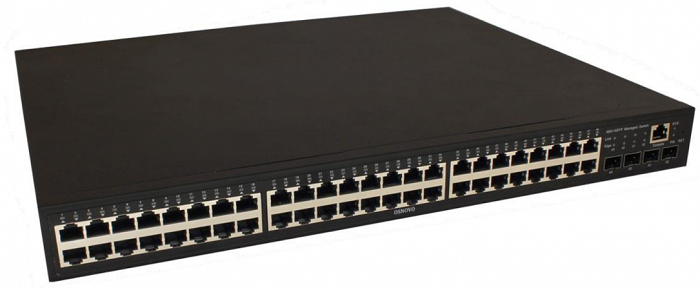 Коммутатор управляемый OSNOVO SW-74804/L 48хRJ45 PoE + 4 x GE SFP, 48 x GE (10/100/1000Base-T) + 4 x GE SFP (1000Base-X), Консольный порт; L2 (Full ma