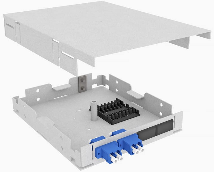 Кросс оптический настенный TopLAN КРНМ-Top-04LC/U-OS2-GY 4 LC/UPC адаптера, одномодовый, укомплектованный