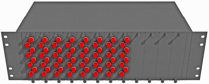 Кросс оптический стоечный TopLAN КРС-Top-3U-64FC/U-OS2-BK 19, 64 FC/UPC адаптеров, одномодовый, 3U, черный, укомплектованный