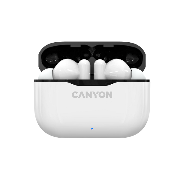  Наушники беспроводные Canyon TWS-3 CNE-CBTHS3W BT V5.0, Bluetrum AB5376A2, battery EarBud 40mAh*2+Charging Case 300mAh, cable length 0.3m, white