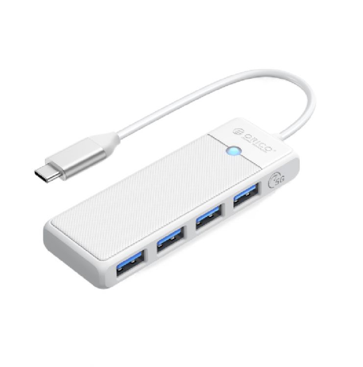 Разветвитель Orico PAPW4A-C3-015-WH-EP с 4xUSB-A 3.0, 5 Гбит/с, подключение через USB-C, кабель 0,15м, белый