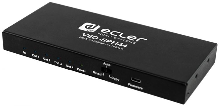 Усилитель-распределитель Ecler VEO-SPH44 1:4 сигналов HDMI 2.0 с 3D, HDCP, HDR 10 и управлением EDID