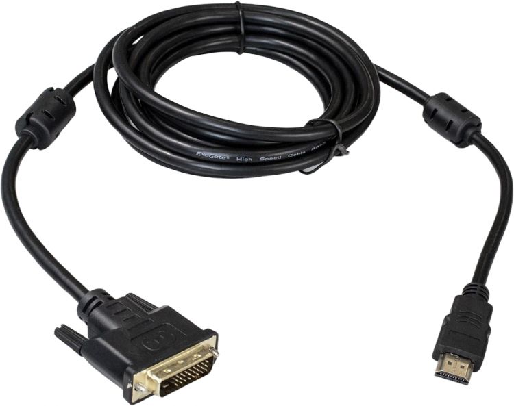 Кабель HDMI-DVI Exegate EX-CC-HDMIM-DVIM-1.8 EX191101RUS (19M/25M, dual link, 2 фильтра, 1,8м, позолоченные контакты)