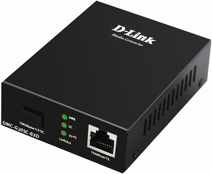 Медиа-конвертер D-link DMC-G20SC-BXD/A1A WDM с 1 портом 100/1000Base-T и 1 портом 1000Base-LX с разъемом SC (Тx: 1550 нм; Rx: 1310 нм) для одномодовог