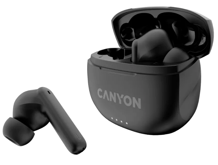   Xcom-Shop Наушники беспроводные Canyon TWS-8 Bluetooth: 5.3, 20-20 кГц, 32 ОМ, 2*40 мАч, 470 мАч, USB-C, IP33, black