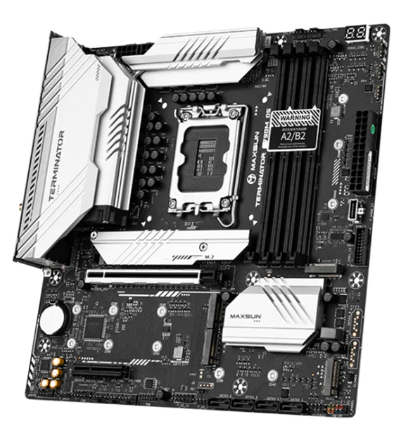 Материнская плата mATX MAXSUN Terminator Z790M D5 WIFI (LGA1700, Z790, 4*DDR5 (7000), 4*SATA 6G RAID, 5*M.2, 2*PCIE, 2.5Glan, WiFi, BT, HDMI, DP, USB