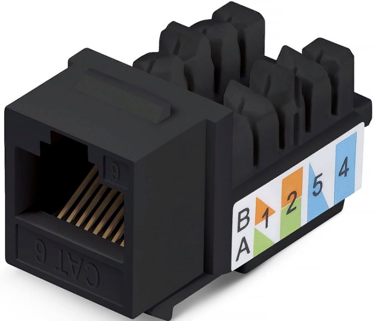 Модуль WRLine WR-KJ-RJ45-C5E-90-SW-BK Keystone Jack RJ-45, 90 градусов, категория 5e, неэкранированная, заделка тип 110, цвет черный