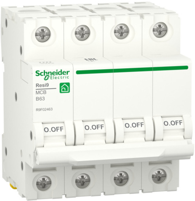 Автоматический выключатель Schneider Electric RESI9 Resi9 - 4P, тип хар-ки B, 63 А, 400 В AC, 6кА