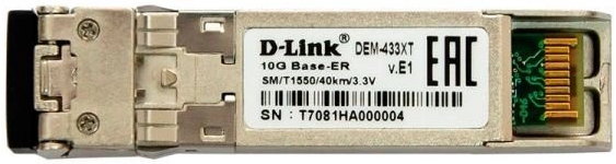 Трансивер D-link 433XT/A1A SFP+ с 1 портом 10GBase-ER для одномодового оптического кабеля (до 40 км)