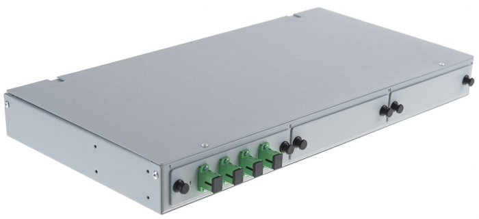   Xcom-Shop Кросс оптический стоечный TopLAN КРС-Top-1U-04SC/A-OS2-GY 19, 4 SC/APC адаптера, одномодовый, 1U, серый, укомплектованный