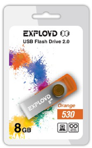  Накопитель USB 2.0 8GB Exployd 530 оранжевый