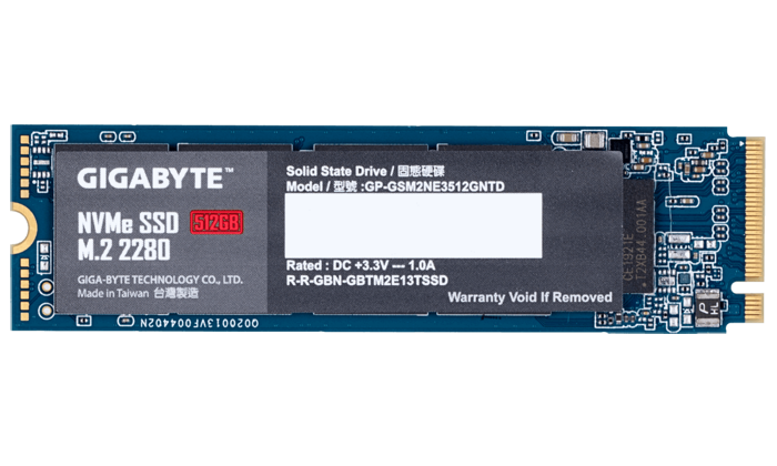 SSD Gigabyte Накопитель SSD M.2 2280 GIGABYTE GP-GSM2NE3512GNTD 512GB PCI-E 3.0 x4, NVMe 1.3 1700/1550MB/s IOPS 270K/340K MTBF 1.5M