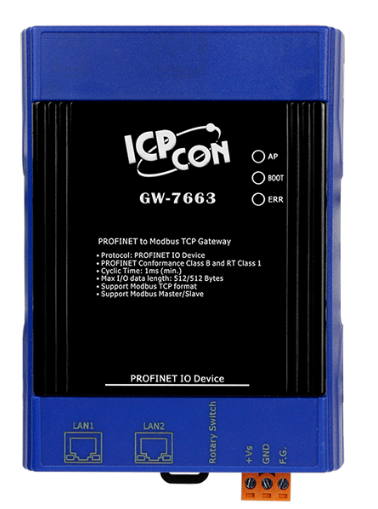 Преобразователь ICP DAS GW-7663 CR PROFINET to Modbus TCP Gateway (RoHS)