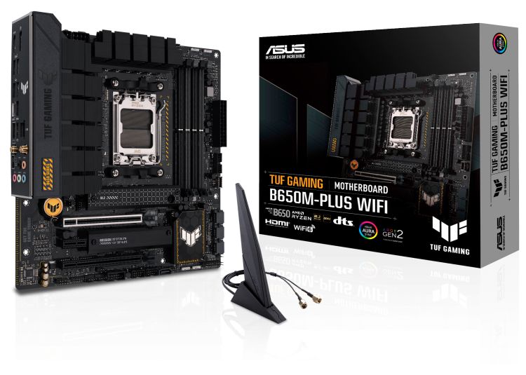   Xcom-Shop Материнская плата mATX ASUS TUF GAMING B650M-PLUS WIFI (AM5, AMD B650, 4*DDR5 (6400), 4*SATA 6G RAID, 2*M.2, 3*PCIE, 2.5Glan, WiFi, BT, HDMI, DP, USB