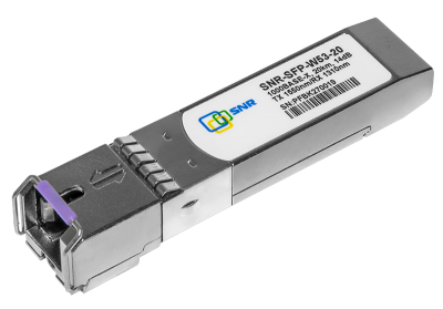 Модуль SNR SNR-SFP-W53-20 одноволоконный, SFP WDM 1000Base-BX, разъем SC, рабочая длина волны Tx/Rx: 1550/1310нм, дальность до 20км (14dB)