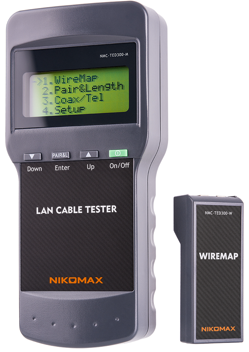 Кабельный тестер NIKOMAX NMC-TED300 с LCD дисплеем, UTP/STP, RJ45, с функцией измерения длин