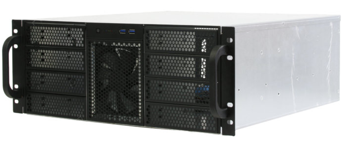 Корпус серверный 4U Procase RE411-D8H5-FA-55 8x5.25+5HDD,черный,без блока питания,глубина 550мм,MB ATX 12x9,6, панель вентиляторов 3*120x25 PWM