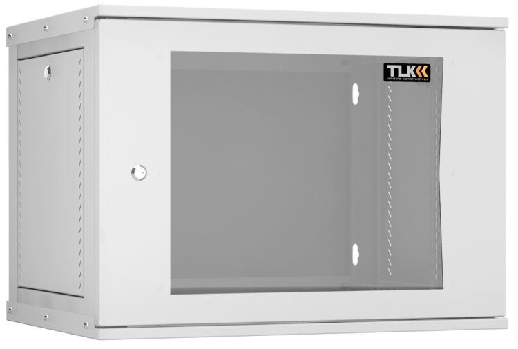 Шкаф настенный 19, 9U TLK TWI-096045-R-G-GY стеклянная дверь, разборный, Ш600хГ450мм