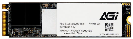 Накопитель SSD M.2 2280 AGI AGI256GIMAI218 AI218 256GB PCIe Gen3x4 NVMe 3D TLC 3060/1300MB/s IOPS 205K/276K MTBF 1.6M 512MB 100TBW 0,36DWPD Heat Sink