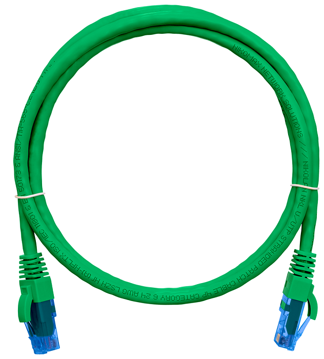 Кабель патч-корд U/UTP 6 кат. 5м NIKOMAX NMC-PC4UE55B-050-C-GN 2хRJ45/8P8C, T568B, Molded, 24AWG (7х0,205мм), BC (чистая медь), LSZH нг(А)-HFLTx, зеле