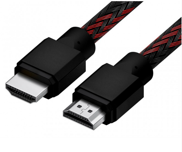 Кабель интерфейсный HDMI-HDMI 4PH 4PH-R90016 1.5m, BICOLOR черно-красный нейлон, Ultra HD, 4K 60 fps 60Hz/5K*30Hz, 3D, AUDIO, 18.0 Гбит/с, 28AWG