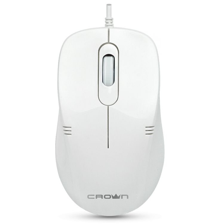 Мышь Crown CMM-502 White USB CM000001794 1000dpi, 3 кнопки, тихий клик, plug play, 1.8м