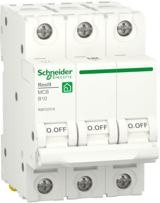 Автоматический выключатель Schneider Electric RESI9 Resi9 - 3P, тип хар-ки B, 10 А, 400 В AC, 6кА