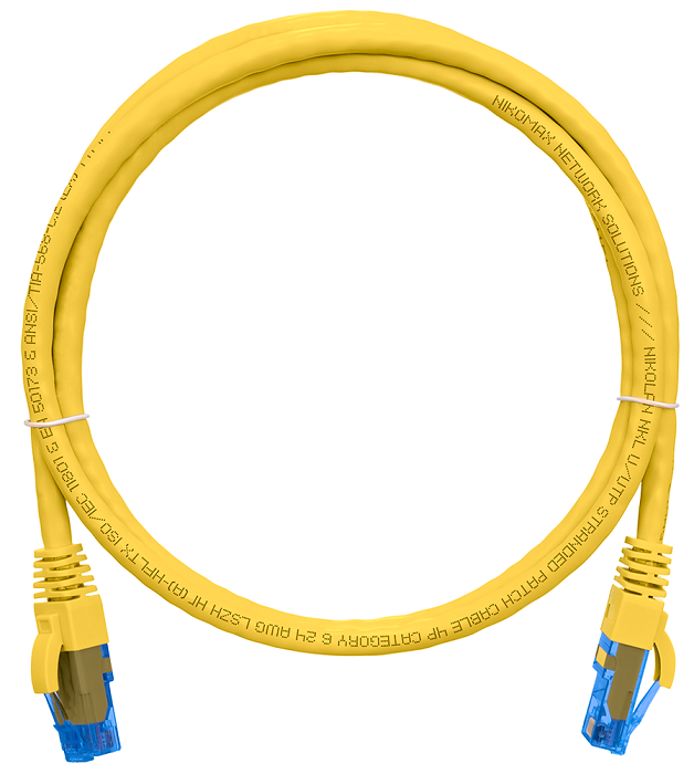 Кабель патч-корд U/UTP 6 кат. 5м NIKOMAX NMC-PC4UE55B-050-C-YL 2хRJ45/8P8C, T568B, Molded, 24AWG (7х0,205мм), BC (чистая медь), LSZH нг(А)-HFLTx, желт