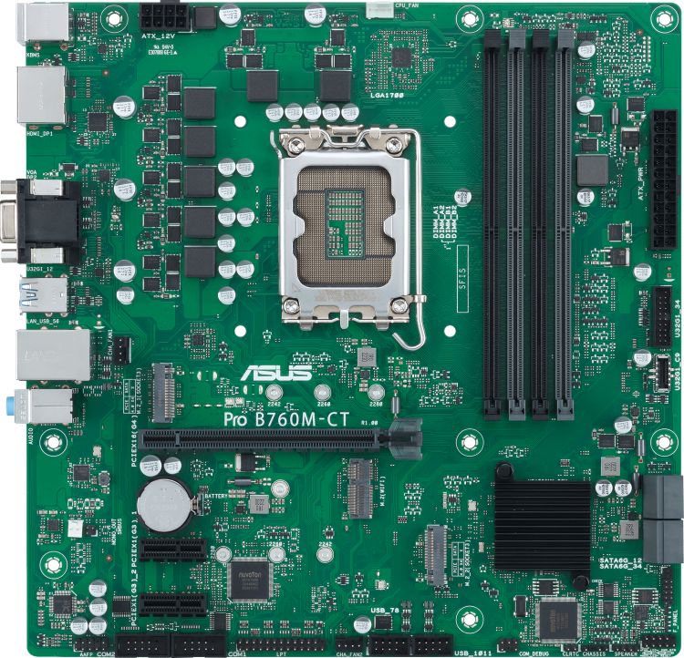 Материнская плата mATX ASUS PRO B760M-CT-CSM (LGA1700, B760, 4*DDR5, 4*SATA3 RAID, 2*M2, Audio, Gb LAN, USB 3.2, USB 2.0)