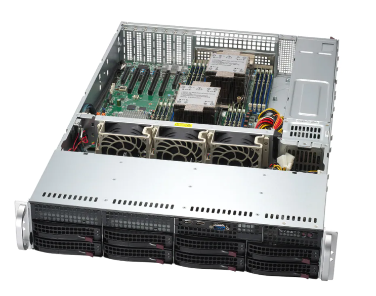 Серверная платформа 2U Supermicro SYS-621P-TRT (2*LGA4677, C741, 16*DDR5 (4800), 8*3.5 HS SATA3, 2*M.2, 6*PCIE, 2*10Glan, VGA, COM, 4*USB 3.0, 2*USB