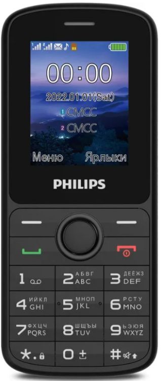 Мобильный телефон Philips Xenium E2101 черный, моноблок 2Sim 1.77 128x160 Thread-X GSM900/1800 MP3 FM microSD max32Gb