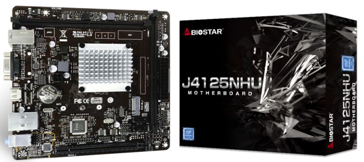 Материнская плата mini-ITX Biostar J4125NHU (J4125, 2*DDR4 (2400), 2*SATA 6G, M.2, PCIE, Glan, HDMI, VGA, 2*USB 3.1, 2*USB 2.0) RTL