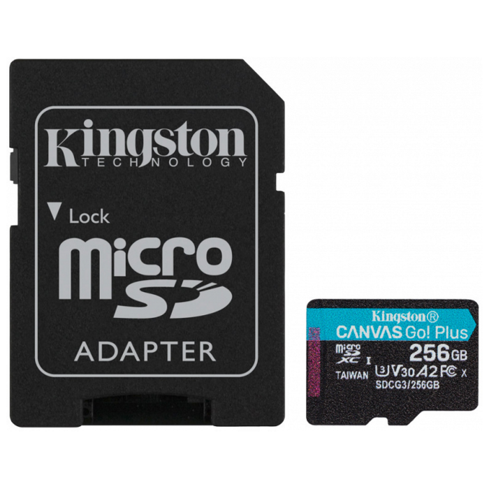   Xcom-Shop Карта памяти MicroSDXC 256GB Kingston SDCG3/256GB UHS-II Class U3 V30 A2, чтение: 170Мб/с, запись: 90Мб/с, с адаптером