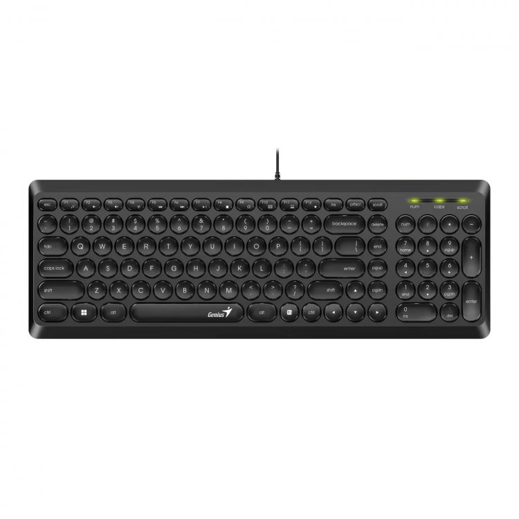   Xcom-Shop Клавиатура проводная Genius SlimStar Q200 31310020402 чёрная, мультимедийная, USB, 12 мультимидийных круглых клавиш, кабель 1.5 м.